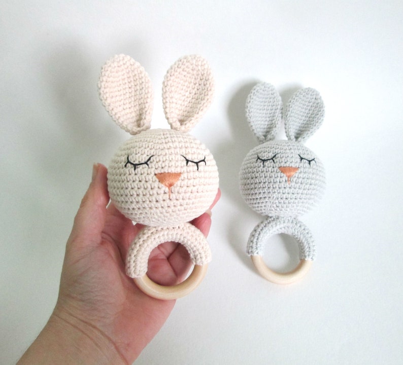 Expecting mum gift Twins baby girl and boy Newborn baby rattle toy Rabbit Bunny rattle toy New mom gift twins