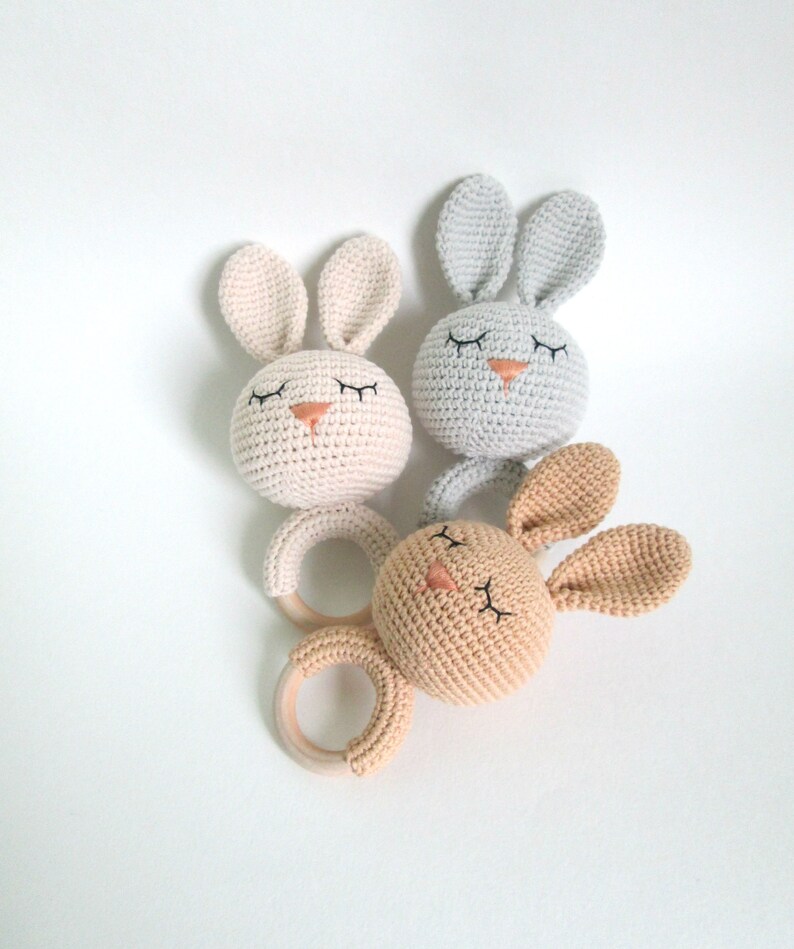 Expecting mum gift Twins baby girl and boy Newborn baby rattle toy Rabbit Bunny rattle toy New mom gift twins