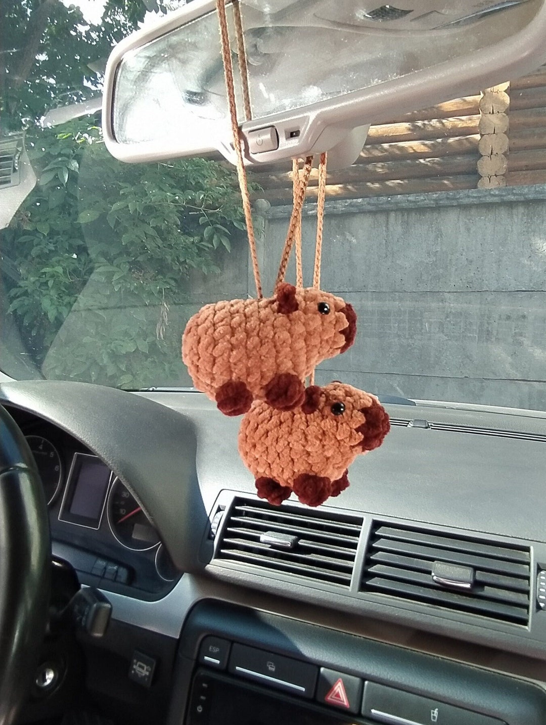 Crochet Plush Amigurumi Baby Capybara Rear View Mirror Accessory ...
