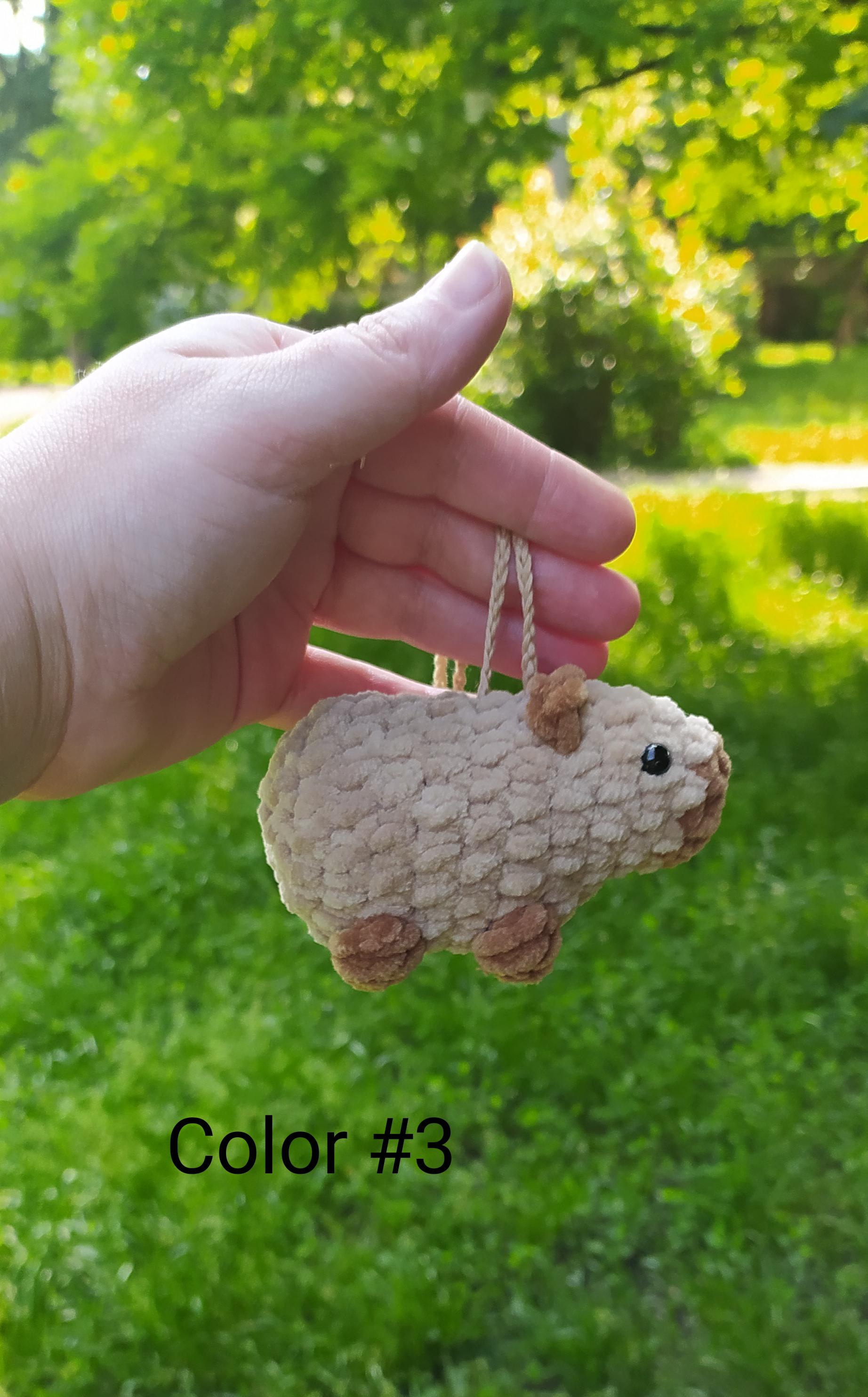 Crochet Plush Amigurumi Baby Capybara Rear View Mirror Accessory ...