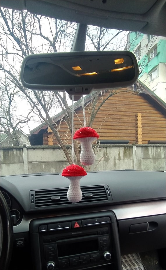 Crochet Frog and Mushroom Car Rear View Mirror Accessories, Car Decoration  for Woman, Car Mirror Hanging, Teens Interior Rear View Mirror 