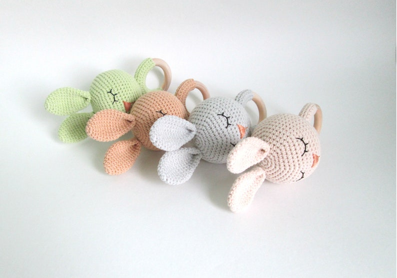 Expecting mum gift Twins baby girl and boy Newborn baby rattle toy Rabbit Bunny rattle toy New mom gift twins