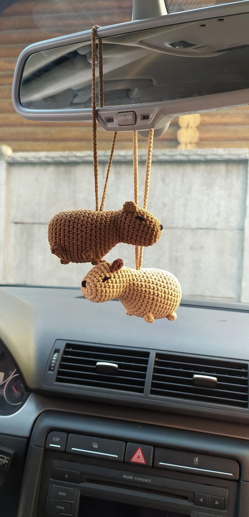 Cute Crochet Amigurumi Baby Capybara Rear View Mirror Accessory ...