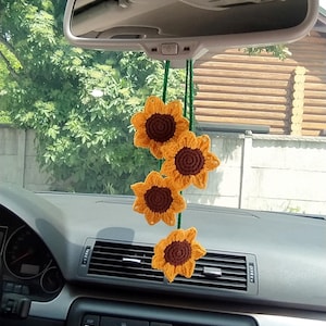 Buy Crochet Cute Sunflower Basket Kawaii Car Mirror Hanging Charm Fruit Decor Teens Interior Rear View Mirror Car Accessories For Women Online In India