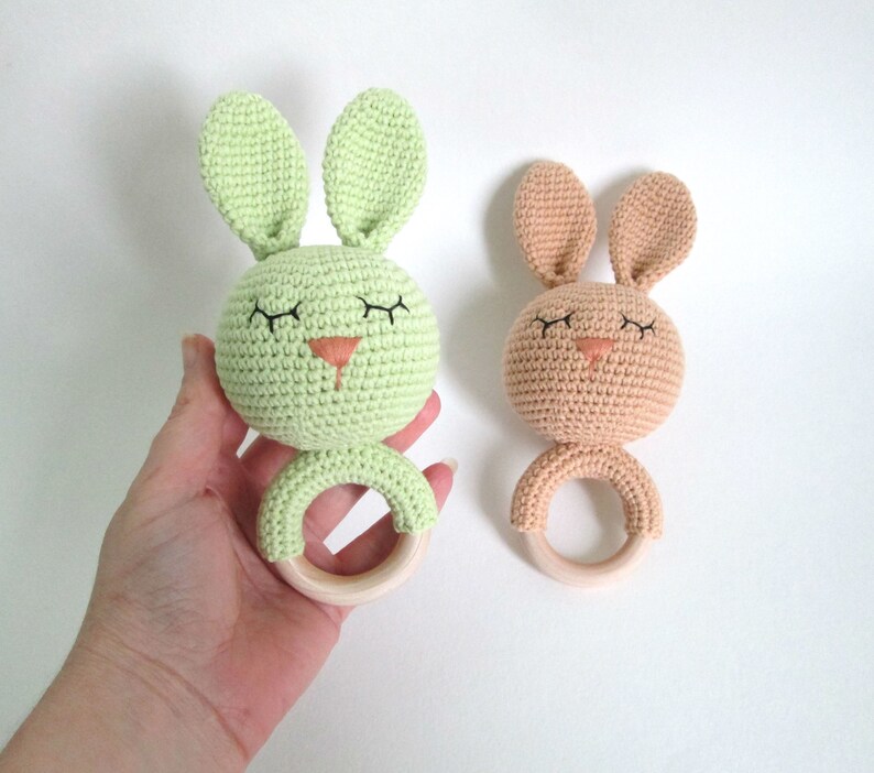 Expecting mum gift Twins baby girl and boy Newborn baby rattle toy Rabbit Bunny rattle toy New mom gift twins