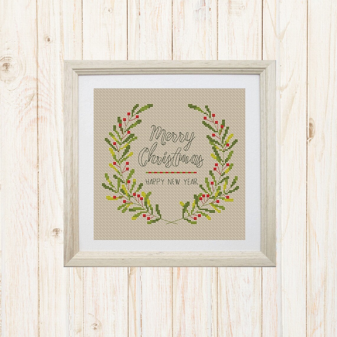 Cross stitch pattern Christmas wreath embroidery counted Etsy