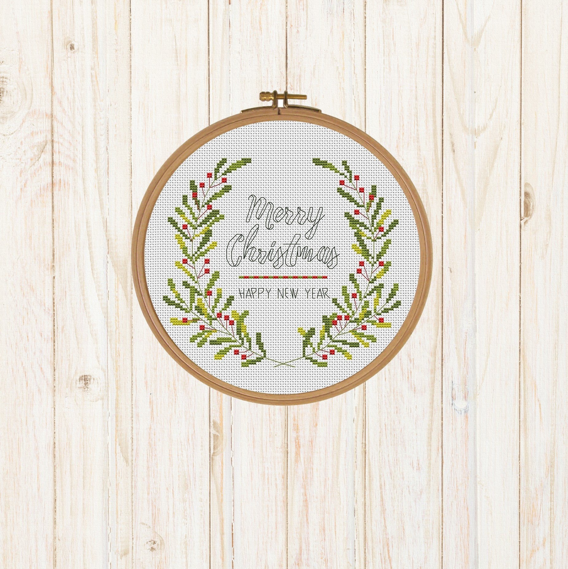 Cross stitch pattern Christmas wreath embroidery counted Etsy