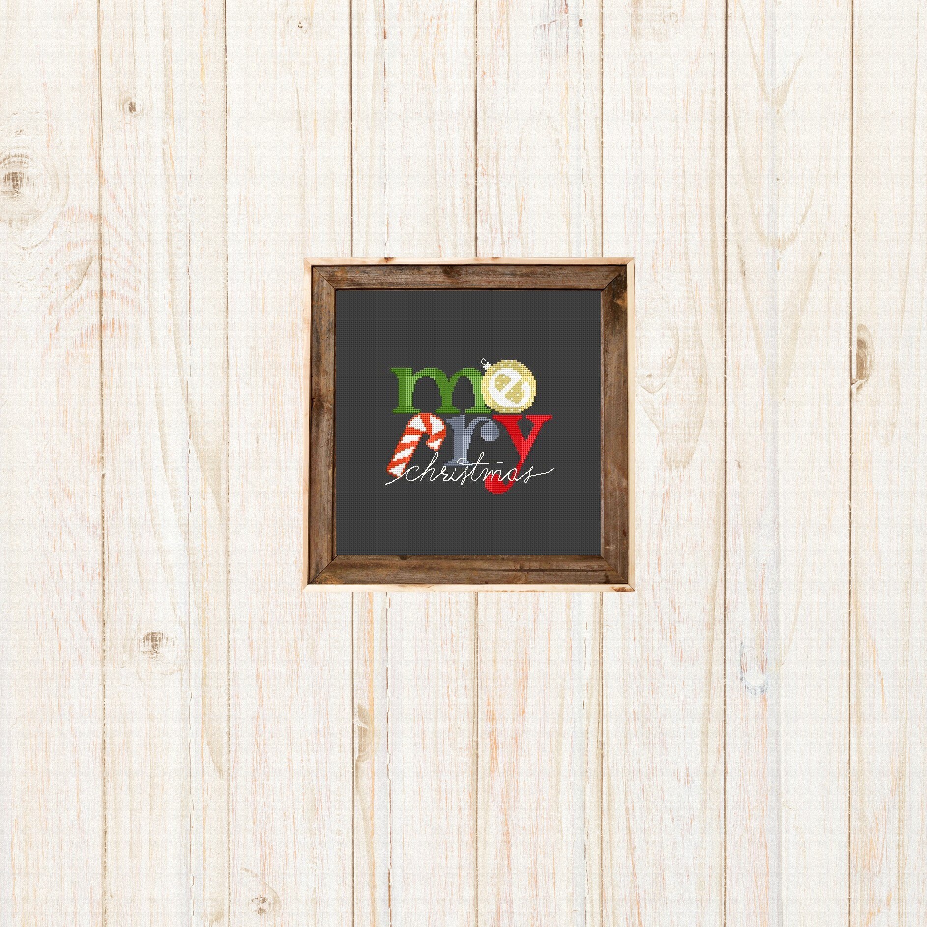 cross stitch pattern Christmas embroidery, typography counted cross stitch chart