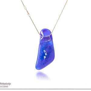Blue And Silver Necklace, Glass Pendant Necklace, Sterling Silver Jewelry