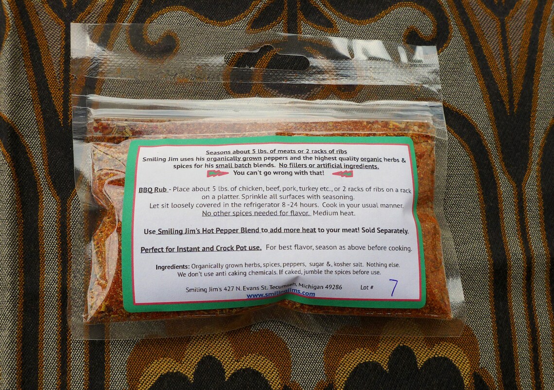 BBQ Rub Seasoning Spice Mix Natural No Chemicals Tofu Meat Substitute