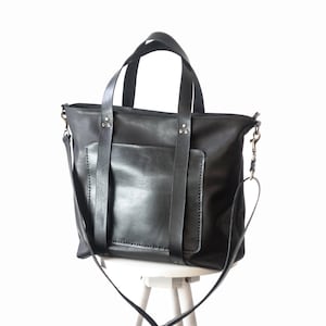 Bolso grande de cuero para mujer con cremallera / Bolso bandolera negro para hombre, Bolso de mujer, Bolso portátil de cuero, Bolso mensajero, Bolso de hombro para mujer