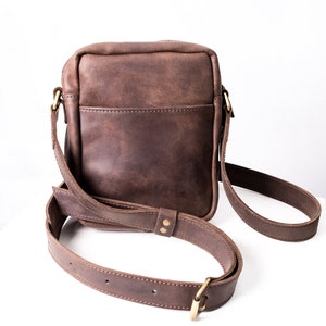 Bolso mensajero pequeño / bolso bandolera para hombre, mini bolso de hombro, bolso de cuero, bolso marrón, bolso cruzado, billetera para hombres, regalo para él