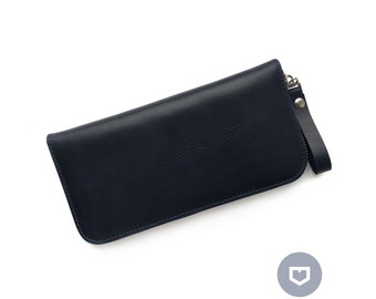 Zip around leather wallet / Personalized womens wallet, Engraved phone wallet, Minimalist travel wallet, Mens passport wallet, Card holder