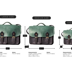 Small Two Tone Distressed Leather Satchel, Mini Crossbody Bag, Personalized Women Laptop Messenger image 9