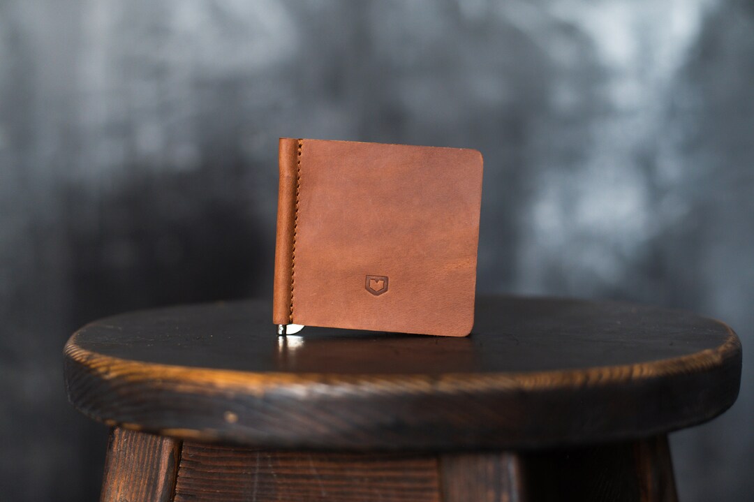Personalized Light Brown Leather Money Clip Wallet, Slim Minimalist ...