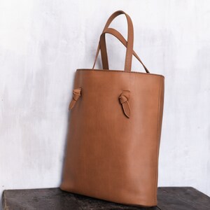 Large leather work tote bag for women / Brown teacher shoulder bag, Laptop womens handbag, Hobo bag, School bag, Personalized gift for her image 5