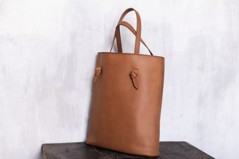 Large leather work tote bag for women / Brown teacher shoulder bag, Laptop womens handbag, Hobo bag, School bag, Personalized gift for her image 5