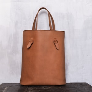 Large leather work tote bag for women / Brown teacher shoulder bag, Laptop womens handbag, Hobo bag, School bag, Personalized gift for her image 1