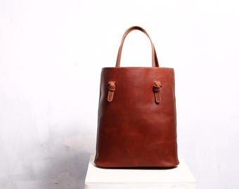 Große Cognac-braune Frauen Echtleder Einkaufstasche, Vintage Schulter Geldbörse, personalisierte Shopper Handtasche