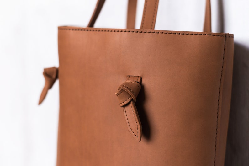 Large leather work tote bag for women / Brown teacher shoulder bag, Laptop womens handbag, Hobo bag, School bag, Personalized gift for her image 3