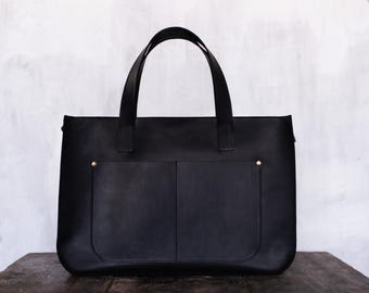 Women Leather Shoulder Handbag, 15-inch Laptop Work Bag, Large Personalized Crossbody