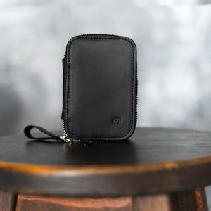 Organizador de llaves, Estuche de cuero para llaves, Cartera negra para llaves, Llavero de cuero, Monedero pequeño, Estuche de cuero para llaves, Cartera para llaves, Cartera para llaves