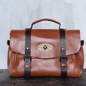 Black women leather satchel bag / Womens handbag, Shoulder bag purse, Women crossbody bag, Messenger bag, Personalized gift image 5