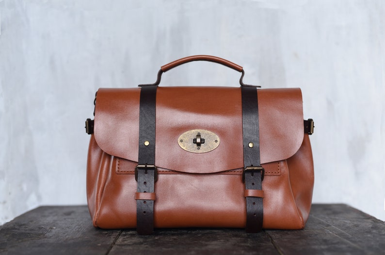 Black women leather satchel bag / Womens handbag, Shoulder bag purse, Women crossbody bag, Messenger bag, Personalized gift image 5
