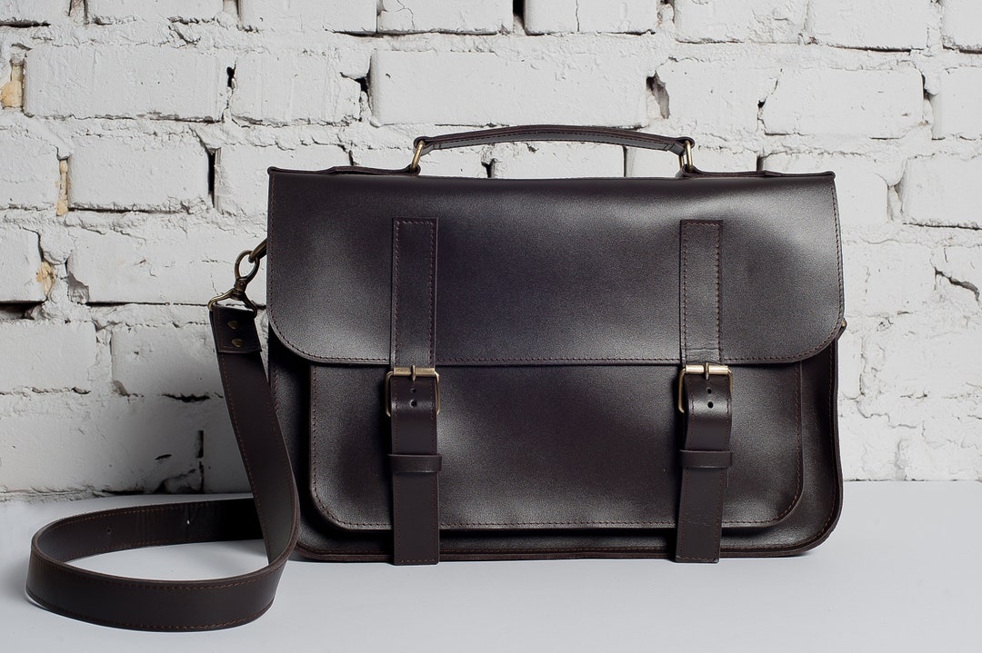 Mens Leather Satchel Bag / Large Crossbody Bag, Small