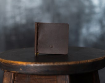 Minimalist money clip wallet / Personalized mens wallet, Mini wallet purse, Small wallet,  Groomsmen gift, Engraved brown womens wallet