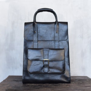 Black Leather Backpack Men / Womens handbag, Laptop backpack, Women backpack, Travel backpack, Personalized gift, School backpack, Work bag