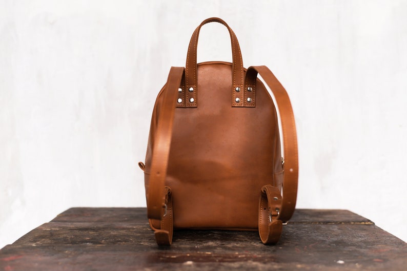Small Leather Backpack Women / Men backpack purse, Mini leather purse, Travel backpack, Womens handbag, Shoulder bag, School backpack image 7