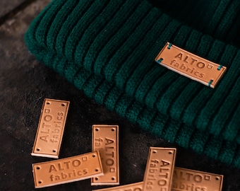 25 Custom Logo Italian Vegetable Tanned Leather Labels, Personalized Name Knitting Tags