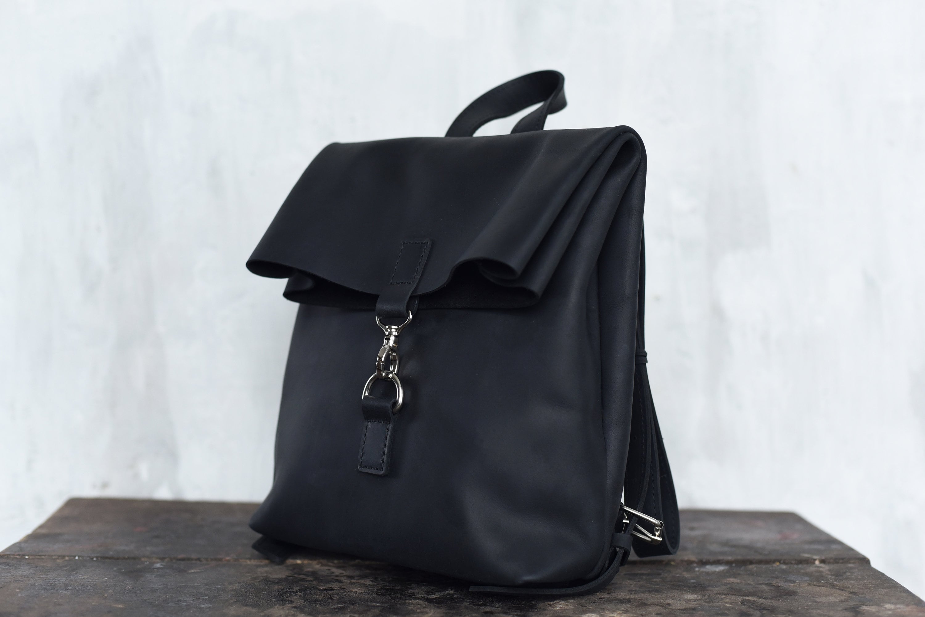 Vintage Distressed Handmade Black Leather Backpack Purse Minimalist Amazon.com | Mini Ita Backpack Vintage Leather Backpack  main image 4