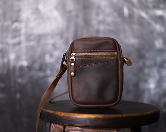 Mini crossbody bag / Small messenger bag Men leather bag Mens crossbody bag Mens wallet Mens shoulder bag Leather handbag Crossbody purse