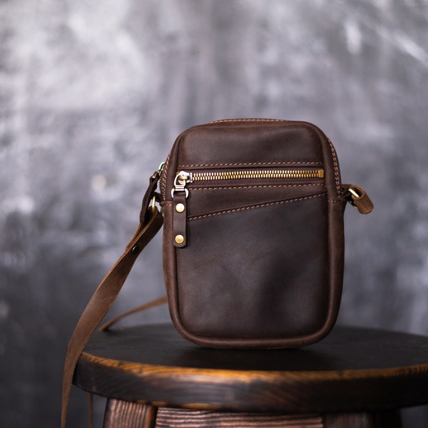 Mini crossbody bag / Small messenger bag Men leather bag Mens crossbody bag Mens wallet Mens shoulder bag Leather handbag Crossbody purse