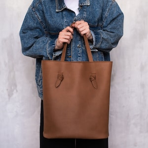 Large leather work tote bag for women / Brown teacher shoulder bag, Laptop womens handbag, Hobo bag, School bag, Personalized gift for her image 9
