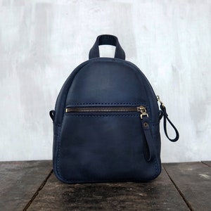 Petit sac à dos en cuir / Mini sac à main pour femme, petit sac à main en cuir, sac à dos de voyage bleu, sac à main pour femme, sac à bandoulière vintage