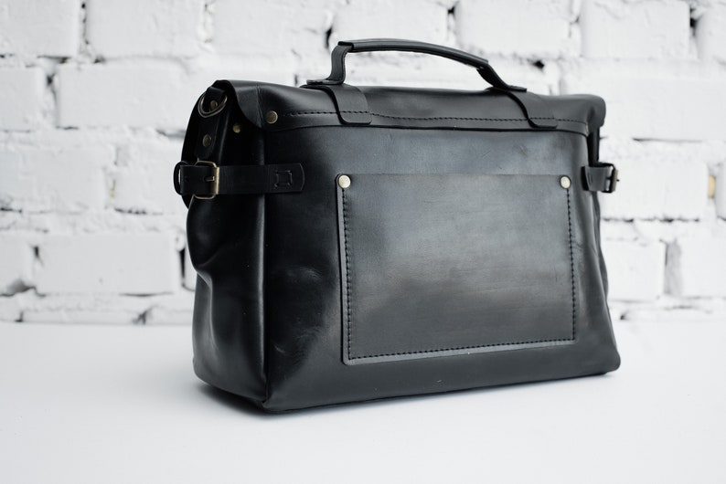 Black women leather satchel bag / Womens handbag, Shoulder bag purse, Women crossbody bag, Messenger bag, Personalized gift image 3