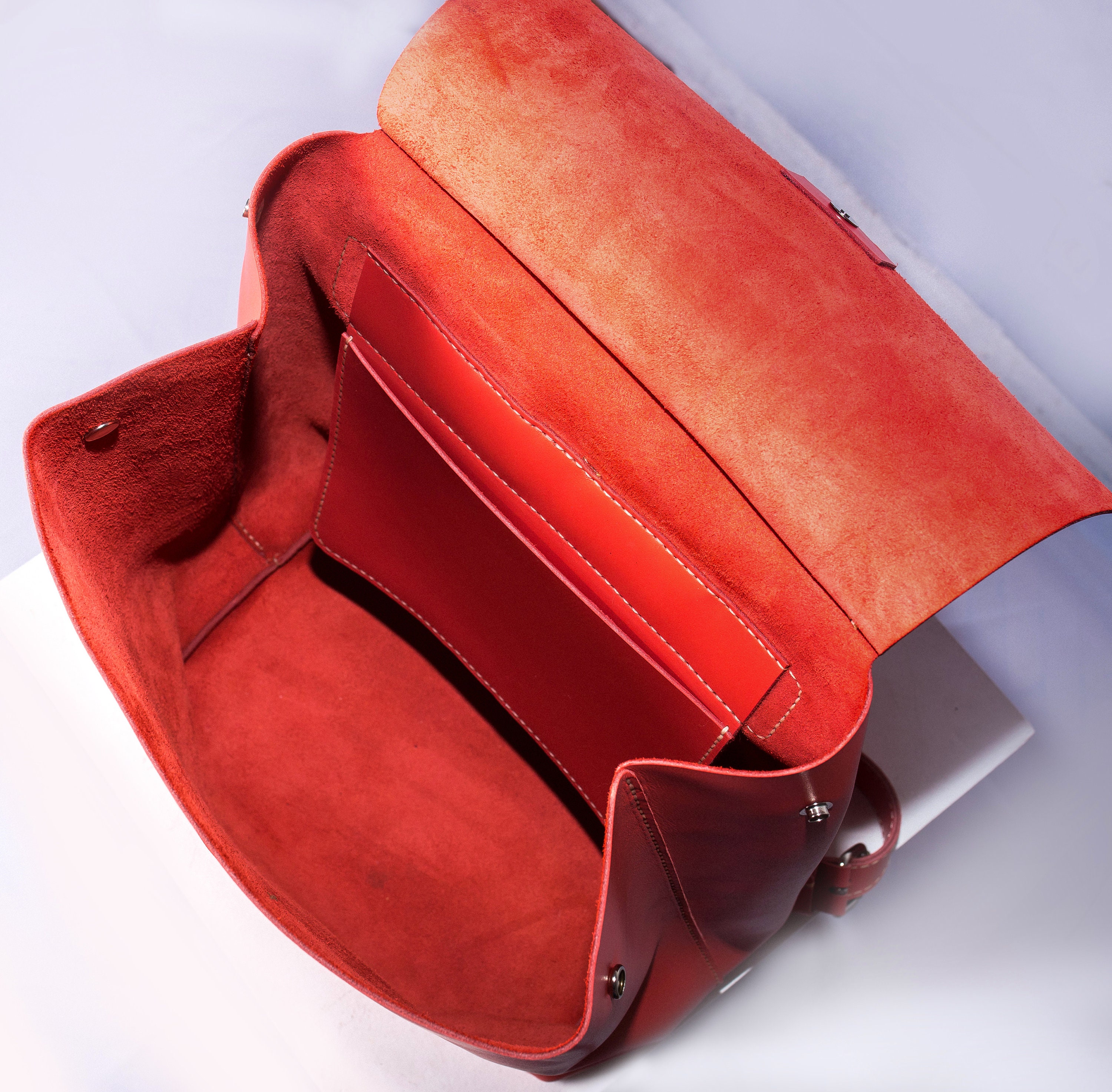 Women Leather Backpack / Red Backpack, Large Travel Backpack, Womens ...