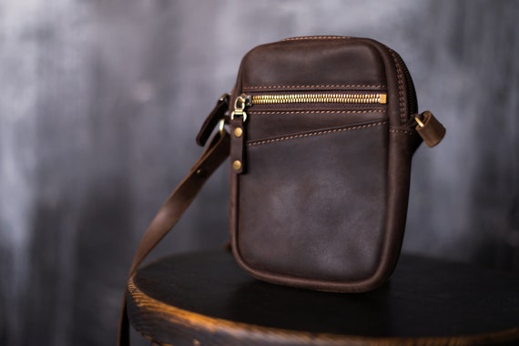 Mini Crossbody Bag / Small Messenger Bag Men Leather Bag Mens 