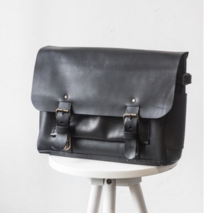 Bolso bandolera grande de piel negra para hombre, bolso de hombro, maletín de piel, bolso tipo cartera, bolso para portátil, regalo personalizado