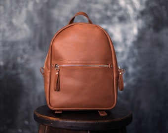 Small women backpack / Mini backpack Small backpack Womens backpack Leather backpack purse Brown backpack Women bag purse Backpack leather