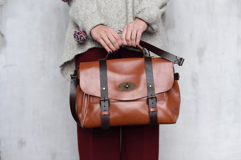 Black women leather satchel bag / Womens handbag, Shoulder bag purse, Women crossbody bag, Messenger bag, Personalized gift image 7