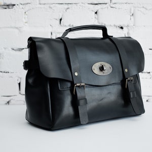 Black women leather satchel bag / Womens handbag, Shoulder bag purse, Women crossbody bag, Messenger bag, Personalized gift image 1