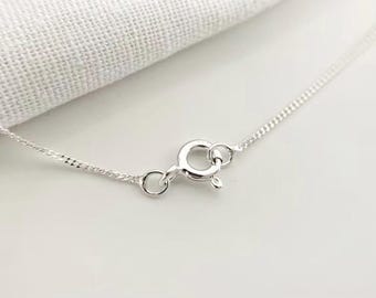 Sterling Silver Curb Chain Chain, Simple Everyday Chain Necklace, Gift for her