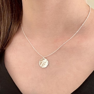 Sterling Silver Disc Necklace on Satellite Chain