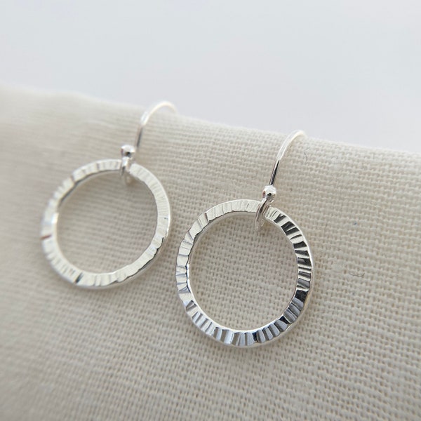 Sterling Silver Hoop Earrings, Silver Circle Earrings, Handmade Silver Earrings, Gift For Her