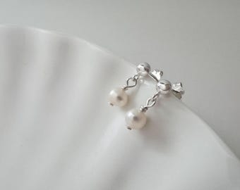 Sterling Silver Pearl Stud Earrings
