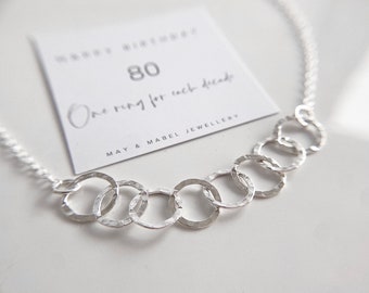 Handmade Sterling Silver 80th Birthday Necklace, Gift for her